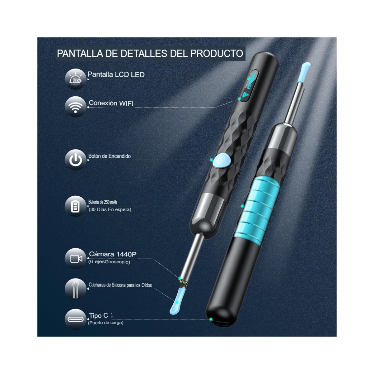 ClearView™ CV1440 Pro Limpiador de Cera de Oído con cámara integrada