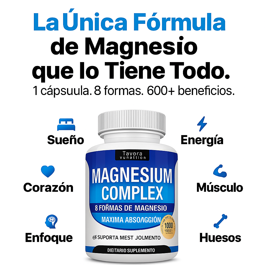 Magnesium Complex - Toplux  (3 frascos de 60 cápsulas - 3 meses de magnesio para tu cuerpo)